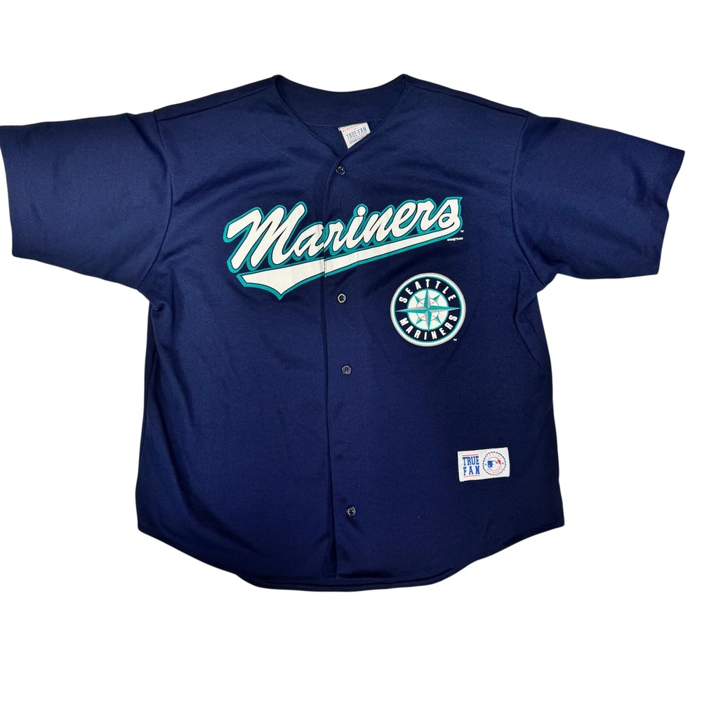Vintage Seattle Mariners Ken Griffey Jr 24 Jersey True Fan Navy Blue Mens XL